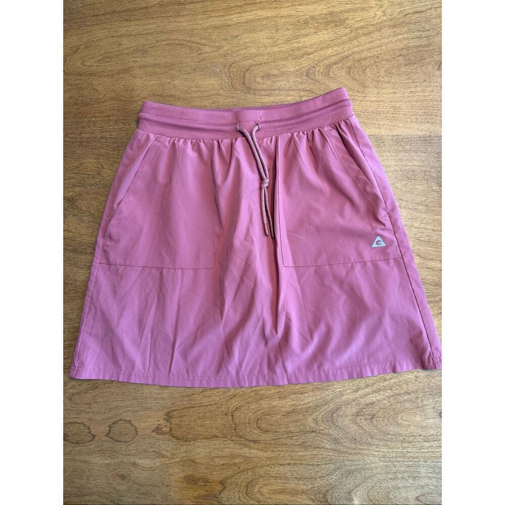 Gerry Women's Elastic Waist Built-In Shorts A-Line Mini Skort Skirt Pink Medium